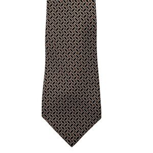 POLO Ralph Lauren silk tie, small geometric print, gold & burgundy on black
